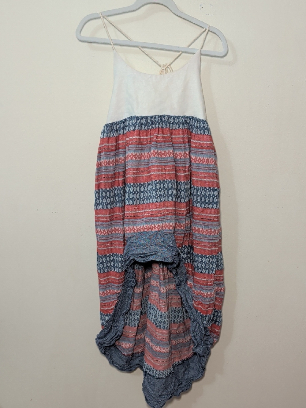 Pleiades Boho Striped High-Low Dress in Red, White & Blue Girls Size 8